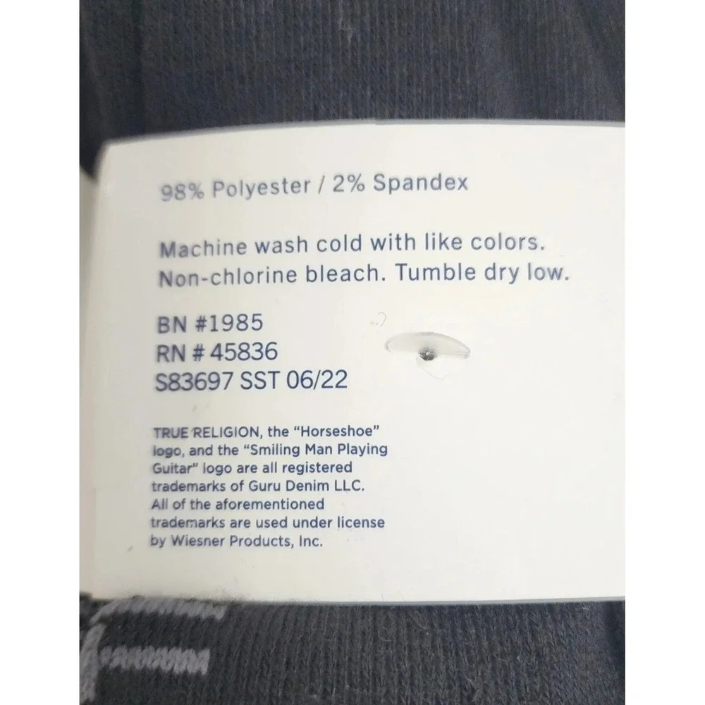 True Religion Mens 8 Pack Black Half Cushion Crew Socks Shoe Sz 12-15‎